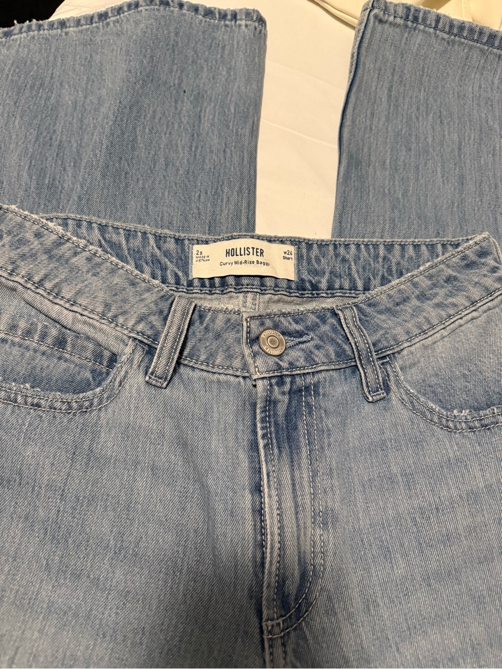 Hollister Faded Light Blue Mid-Rise Jeans